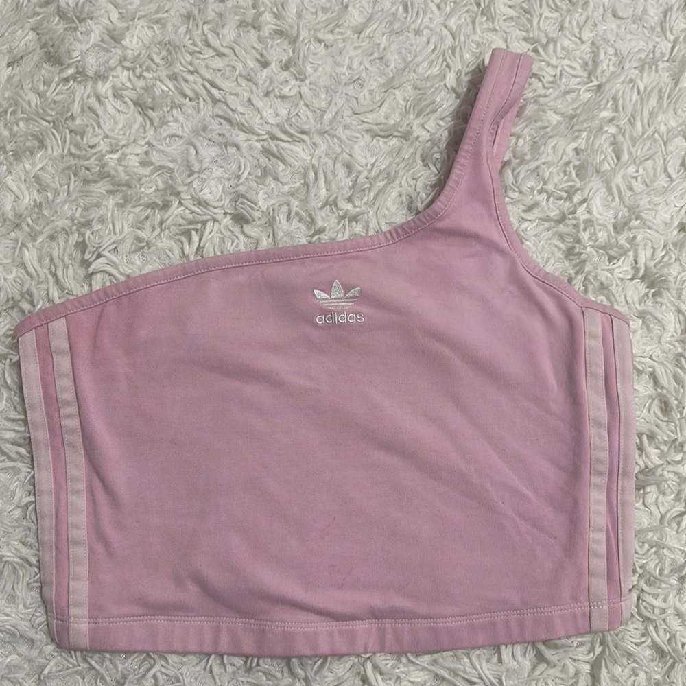 Adidas one shoulder Pink crop top